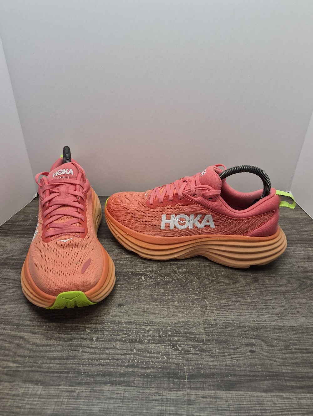 Hoka One One Bondi 8 Running Shoes Women Size 7.5 B Orange Comfort Sneakers